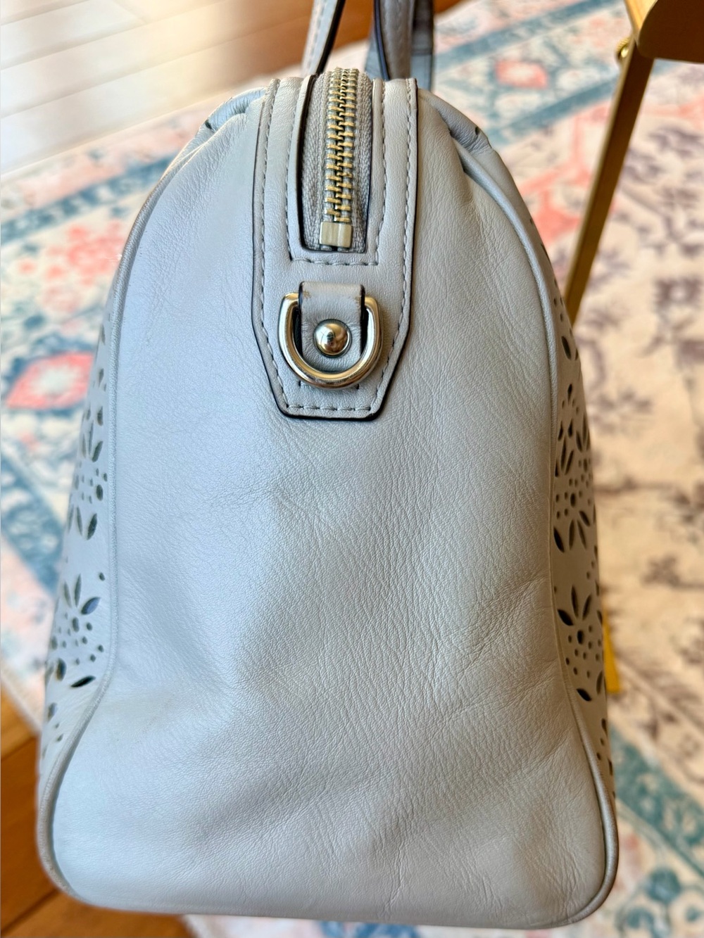 Coach Taylor Eyelet Leather Satchel with Accent Scarf (Style Number F27392). - Picture 6 of 14